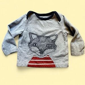 Baby Boden Gray Fox Print Kids Shirt